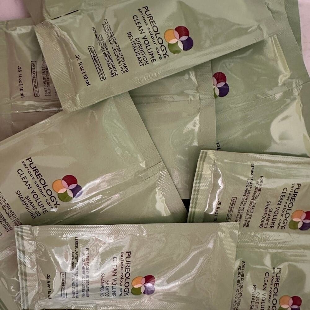 Pureology clean volume shampoo and conditioner Travel Packets hair care